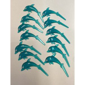 BAKERY CRAFTS 2007 Party Cupcake Picks Teal Dolphin Ocean Theme LOT 13